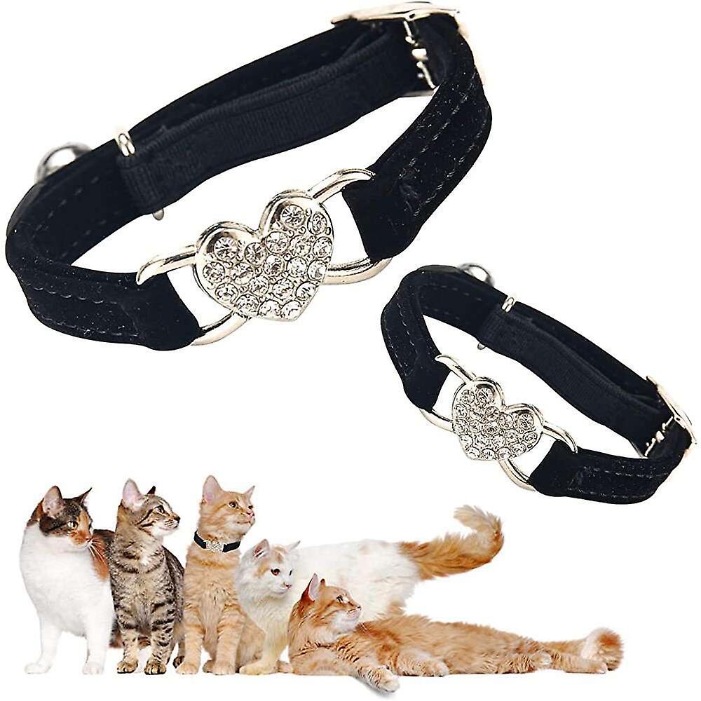 Foto 6 pulgar | Collar De Piel Con Pedrería Y Cascabeles Para Gatos - Venta Internacional.