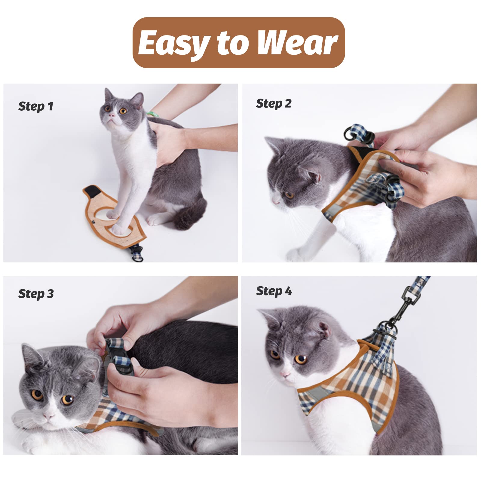 Foto 7 | Set De Arnés Y Correa Para Gatos Fayogoo Para Caminar, A Prueba De Escapes - Venta Internacional.