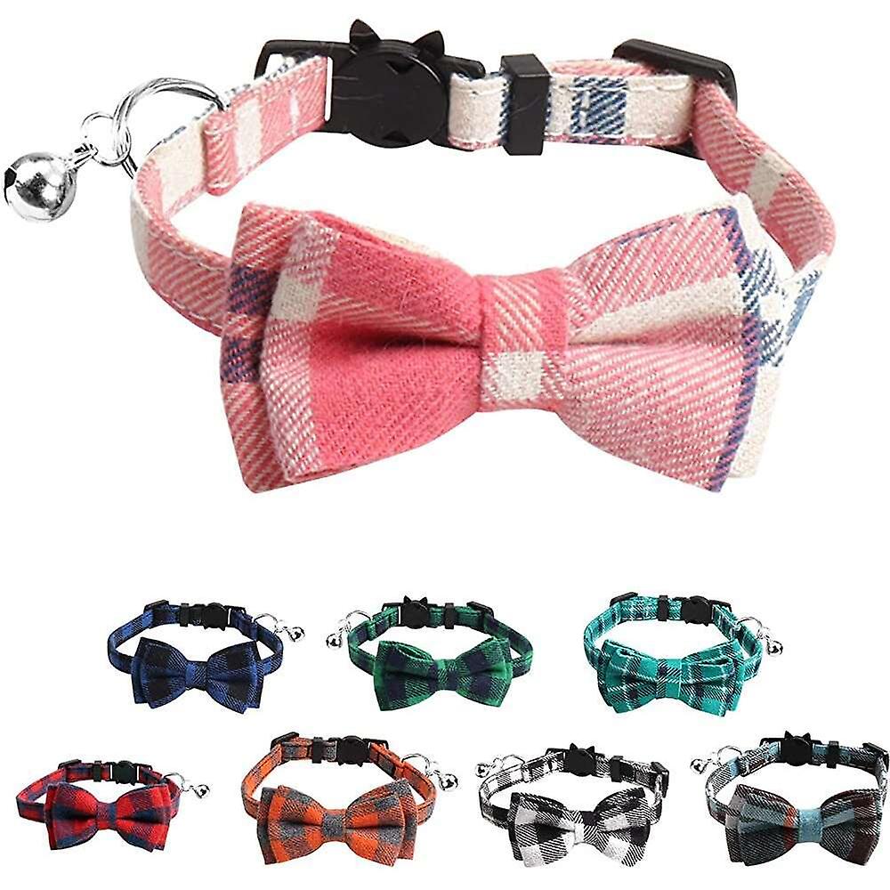 Foto 6 pulgar | Collar De Gato Breakaway Con Pajarita Y Campana, Diseño De Gatito A Cuadros - Venta Internacional.