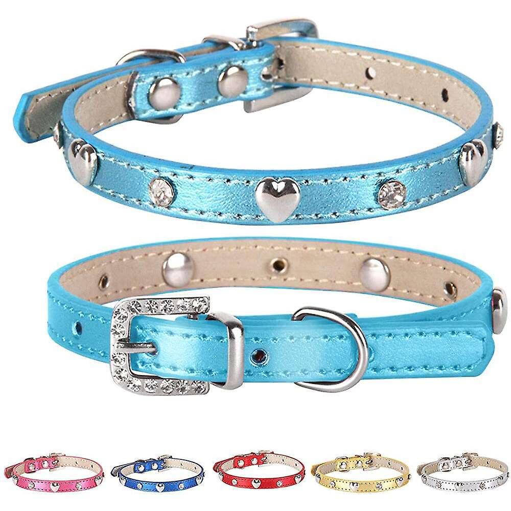 Foto 6 pulgar | Collar Para Gatos Huoguo, Piel Sintética Con Diamantes De Imitación, Color Azul Claro, Talla Xxl - Venta Internacional.