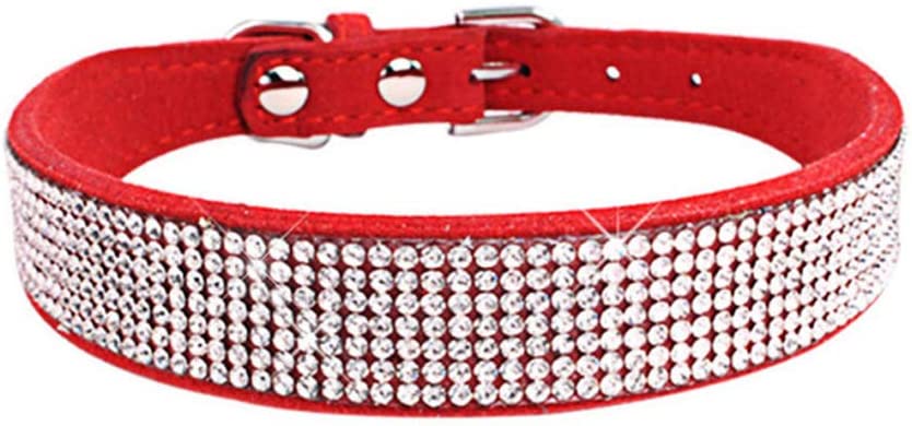 Collar Para Perro, Correa De Gamuza Suave Y Deslumbrante Con Diamantes De Imitación - Venta Internacional.