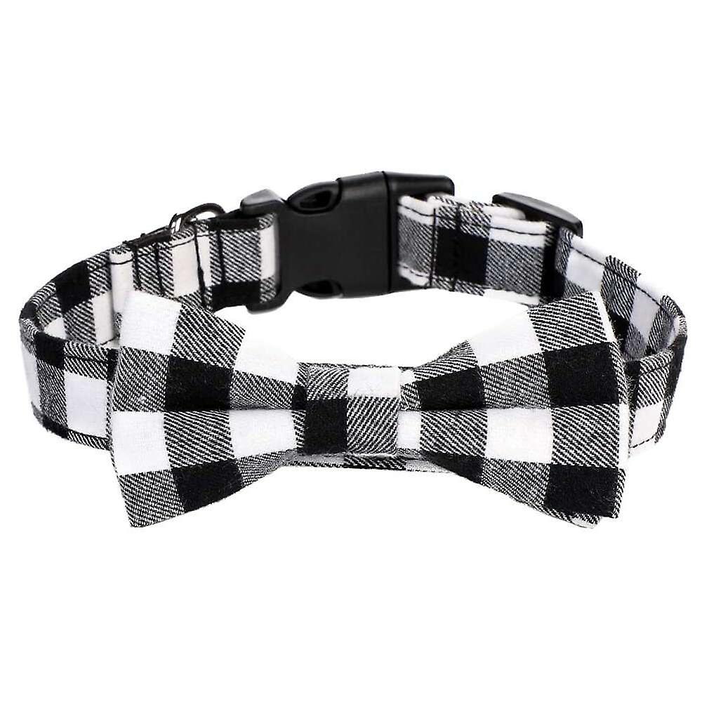 Foto 6 pulgar | Collar Para Mascotas, Perros Y Gatos, Huoguo, Pajarita Cuadriculada, Ajustable, Color Blanco S - Venta Internacional.