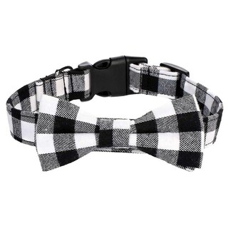Foto 5 | Collar Para Mascotas, Perros Y Gatos, Huoguo, Pajarita Cuadriculada, Ajustable, Color Blanco S - Venta Internacional.