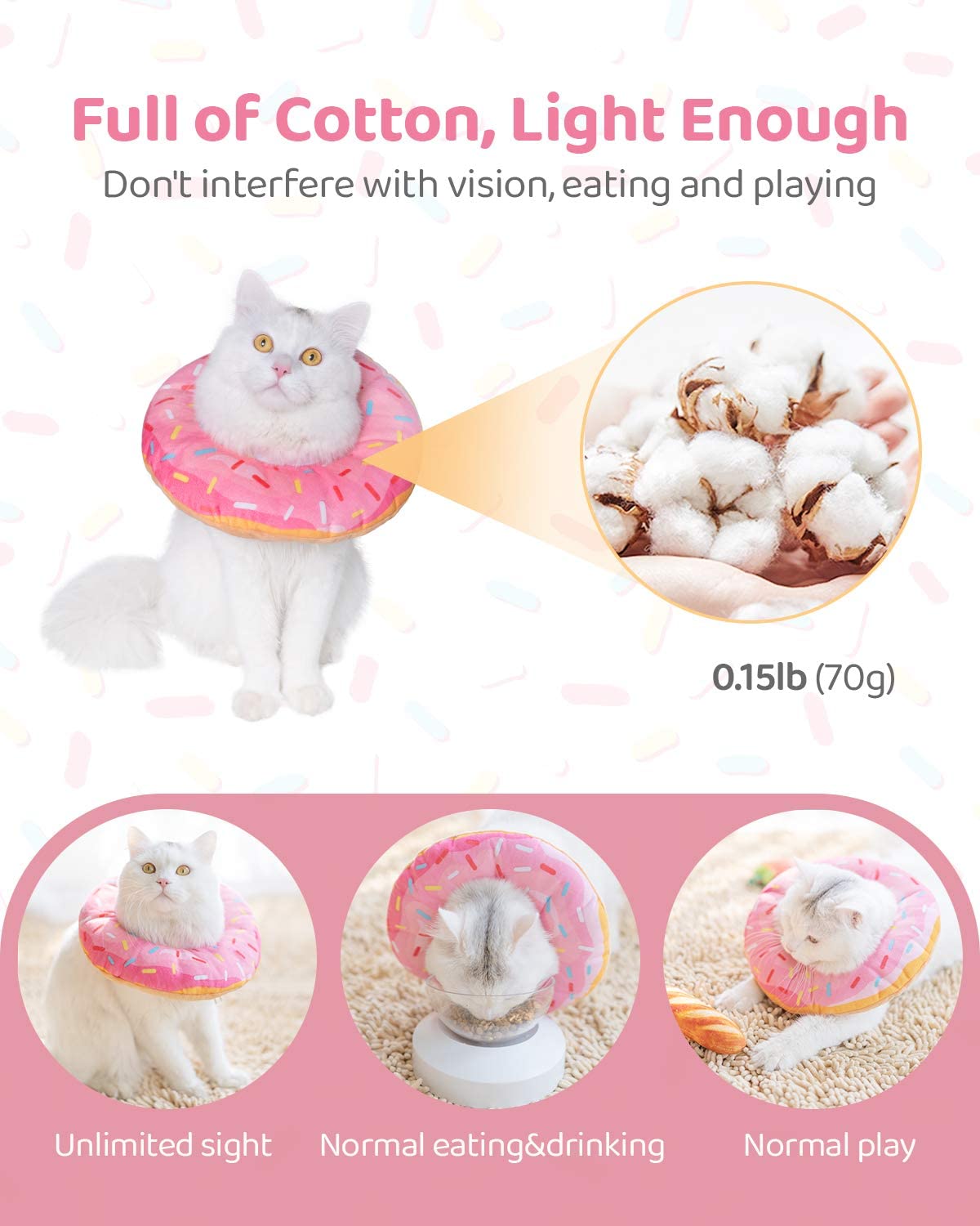 Foto 2 | Collar Recovery Collar Huoguo Con Forma De Rosquilla Ajustable Para Gatos, Talla S - Venta Internacional.