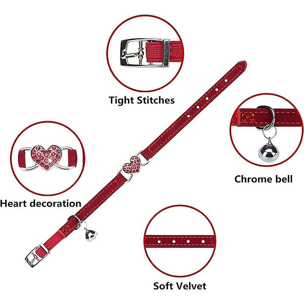 Foto 3 pulgar | Collar Para Gatos En Forma De Corazón Con Cinturón De Seguridad Y Campana, Ajustable De 20 A 25 Cm - Venta Internacio