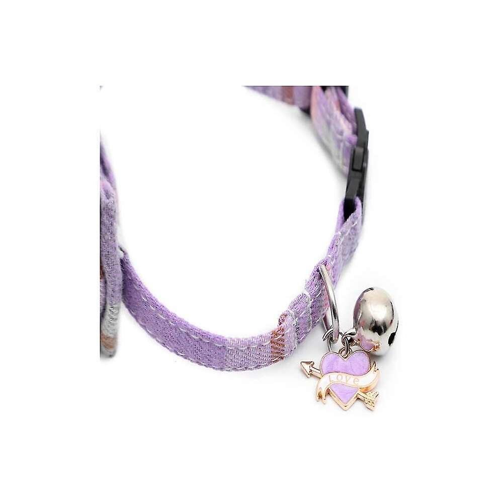Foto 4 pulgar | Collar Para Gatos Huoguo Para El Día De San Valentín Con Pajarita Y Campana, Color Morado - Venta Internacional.