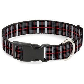 Foto 1 | Collar De Perro Con Hebilla A Cuadros De Plástico Negro/rojo - Venta Internacional.