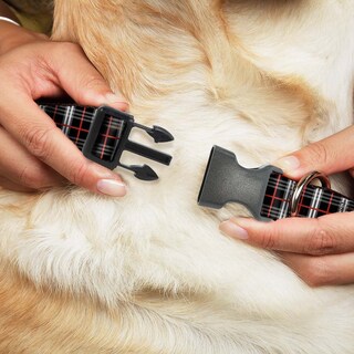 Foto 2 | Collar De Perro Con Hebilla A Cuadros De Plástico Negro/rojo - Venta Internacional.
