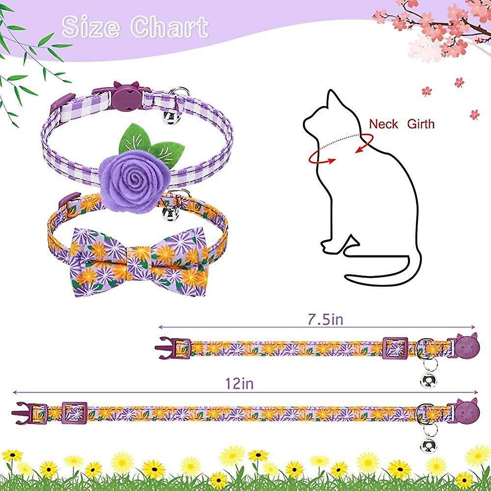 Foto 2 pulgar | Collares Para Gatos Huoguo Ajustables Breakaway, Paquete De 2, Color Morado - Venta Internacional.