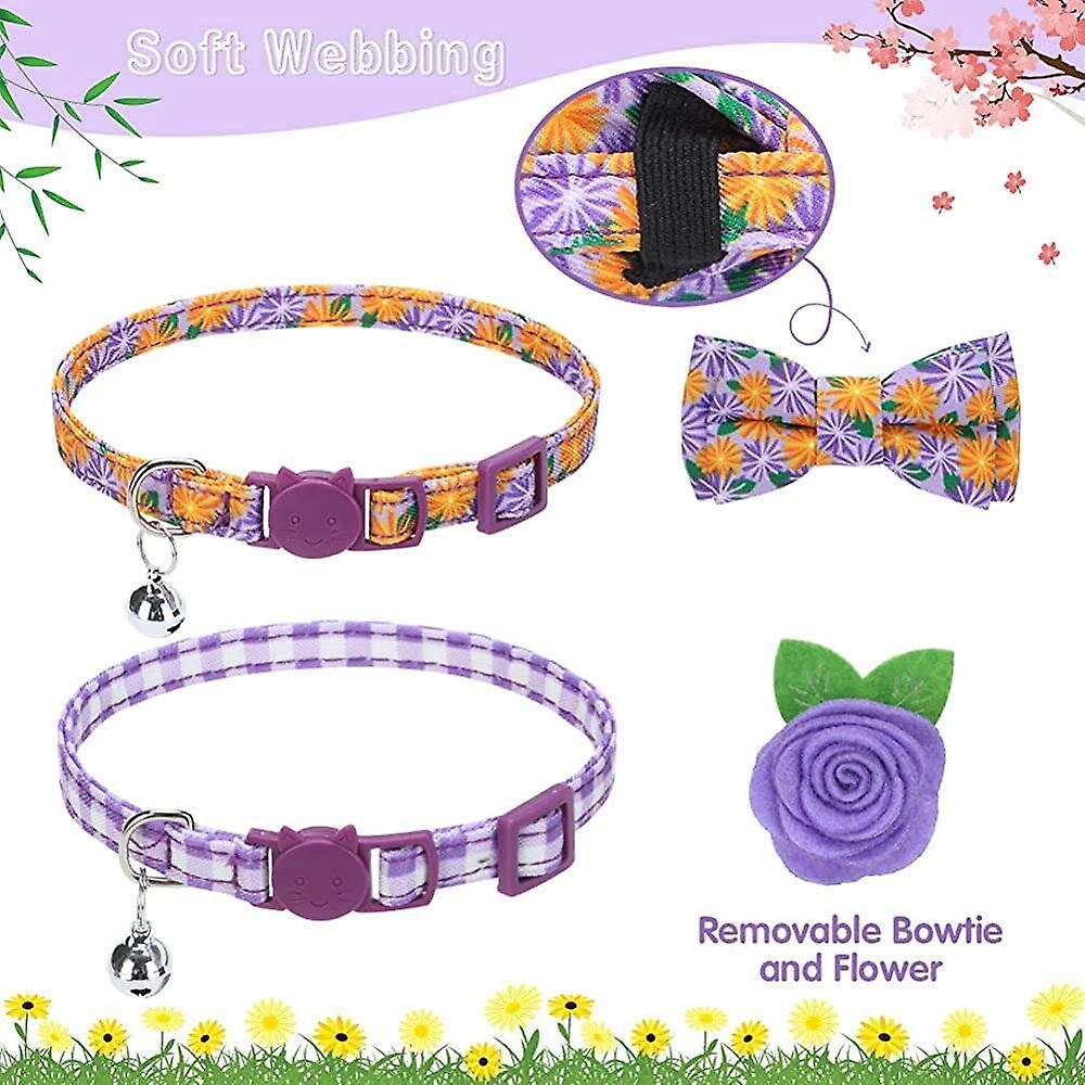 Foto 4 pulgar | Collares Para Gatos Huoguo Ajustables Breakaway, Paquete De 2, Color Morado - Venta Internacional.