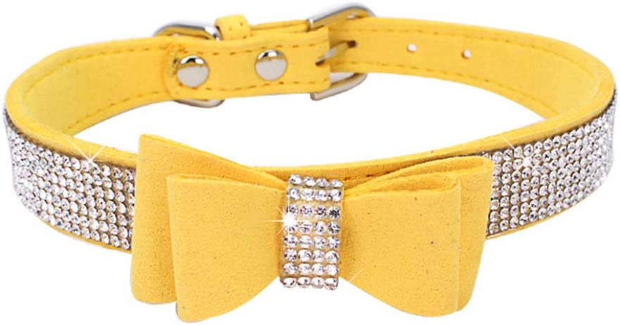 Collar De Piel Con Strass Para Perros Y Gatos Con Pajarita Sparkly Cry - Venta Internacional.