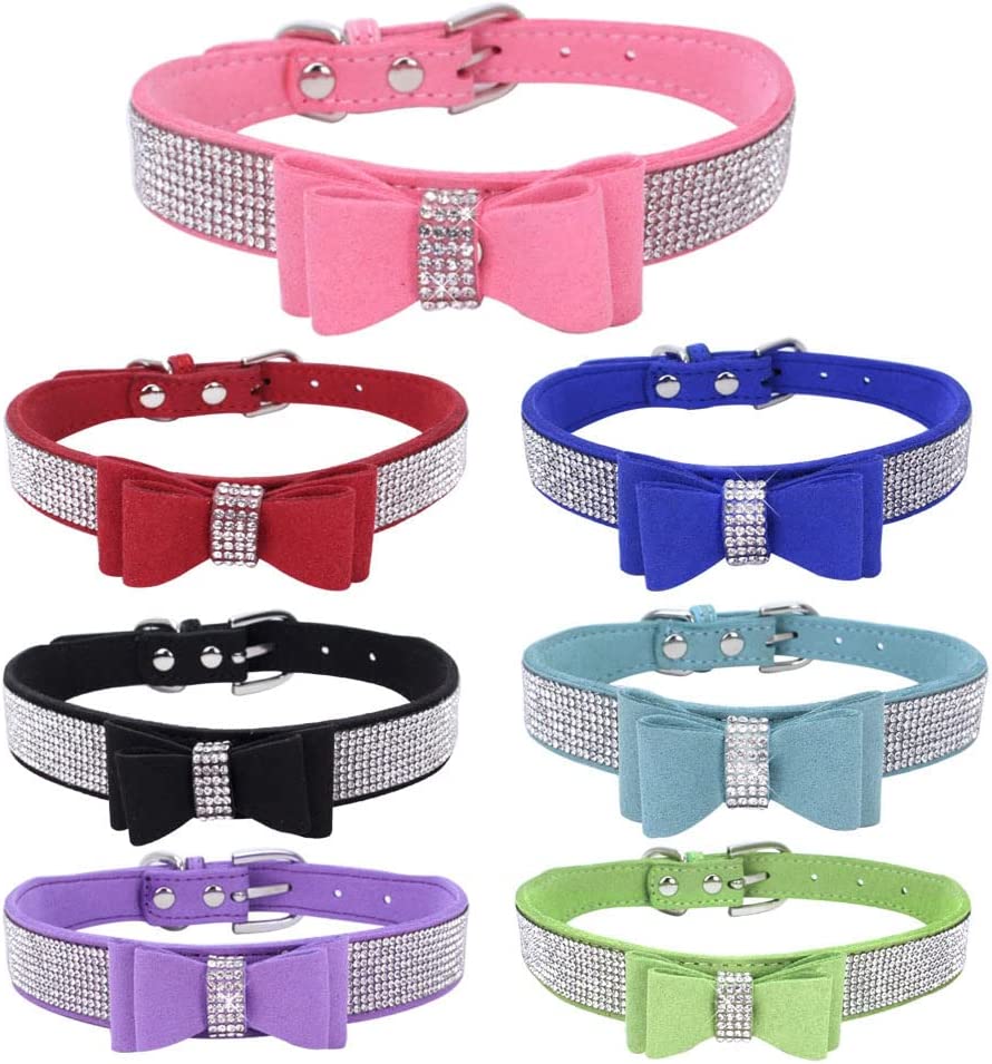 Foto 3 pulgar | Collar De Piel Con Strass Para Perros Y Gatos Con Pajarita Sparkly Cry - Venta Internacional.