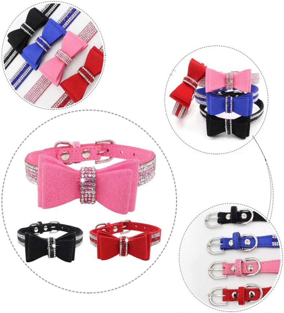Foto 4 pulgar | Collar De Piel Con Strass Para Perros Y Gatos Con Pajarita Sparkly Cry - Venta Internacional.