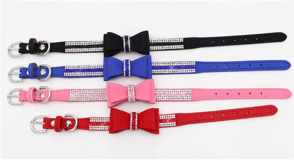 Foto 5 pulgar | Collar De Piel Con Strass Para Perros Y Gatos Con Pajarita Sparkly Cry - Venta Internacional.