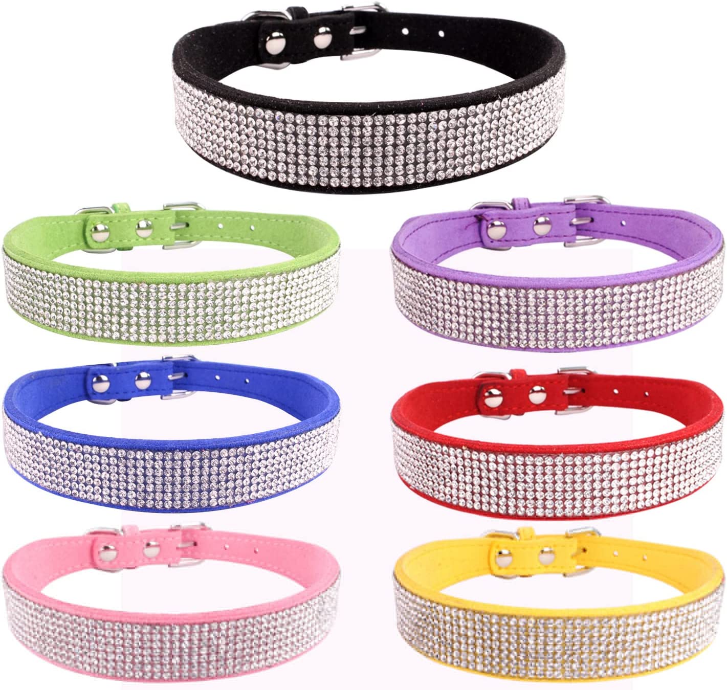 Foto 3 pulgar | Collar Para Perro, Correa De Gamuza Suave Y Deslumbrante Con Diamantes De Imitación - Venta Internacional.