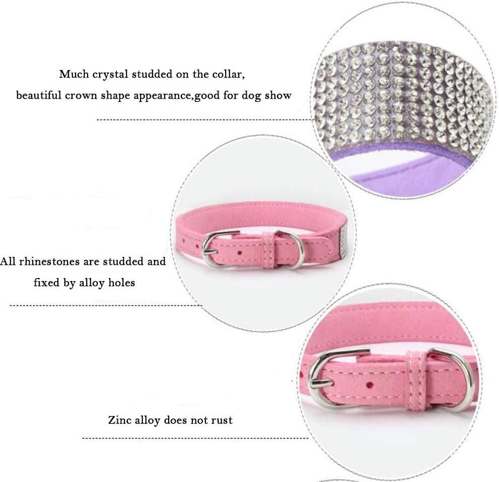 Foto 3 | Collar Para Perro, Correa De Gamuza Suave Y Deslumbrante Con Diamantes De Imitación - Venta Internacional.