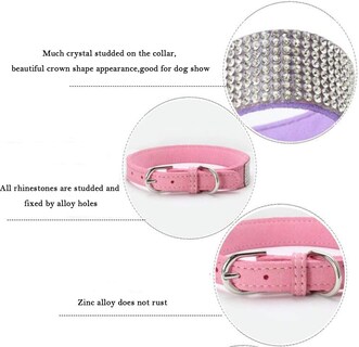 Foto 3 | Collar Para Perro, Correa De Gamuza Suave Y Deslumbrante Con Diamantes De Imitación - Venta Internacional.