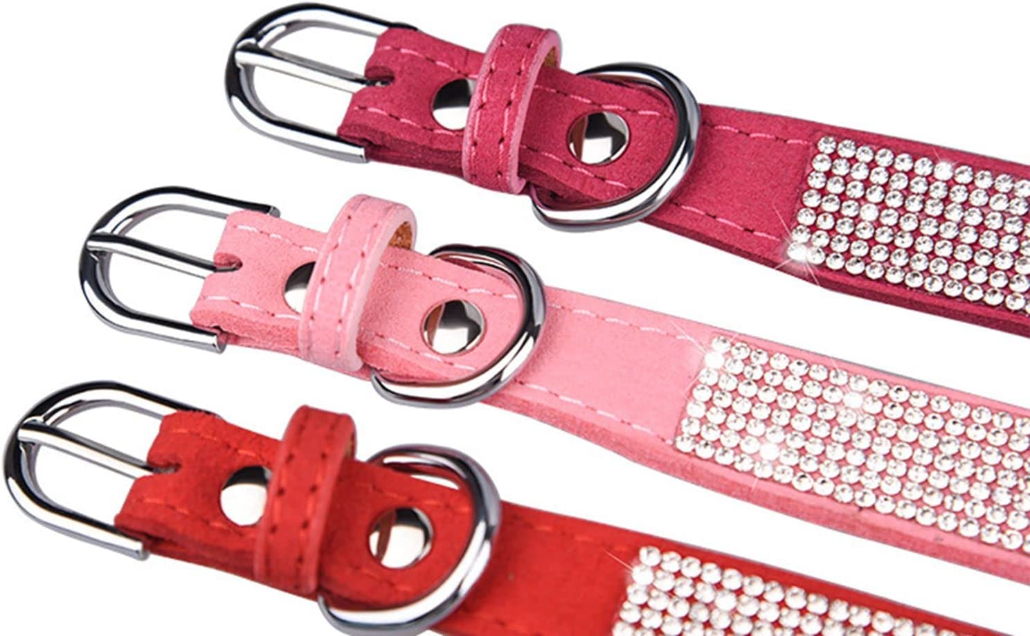 Foto 5 pulgar | Collar Para Perro, Correa De Gamuza Suave Y Deslumbrante Con Diamantes De Imitación - Venta Internacional.