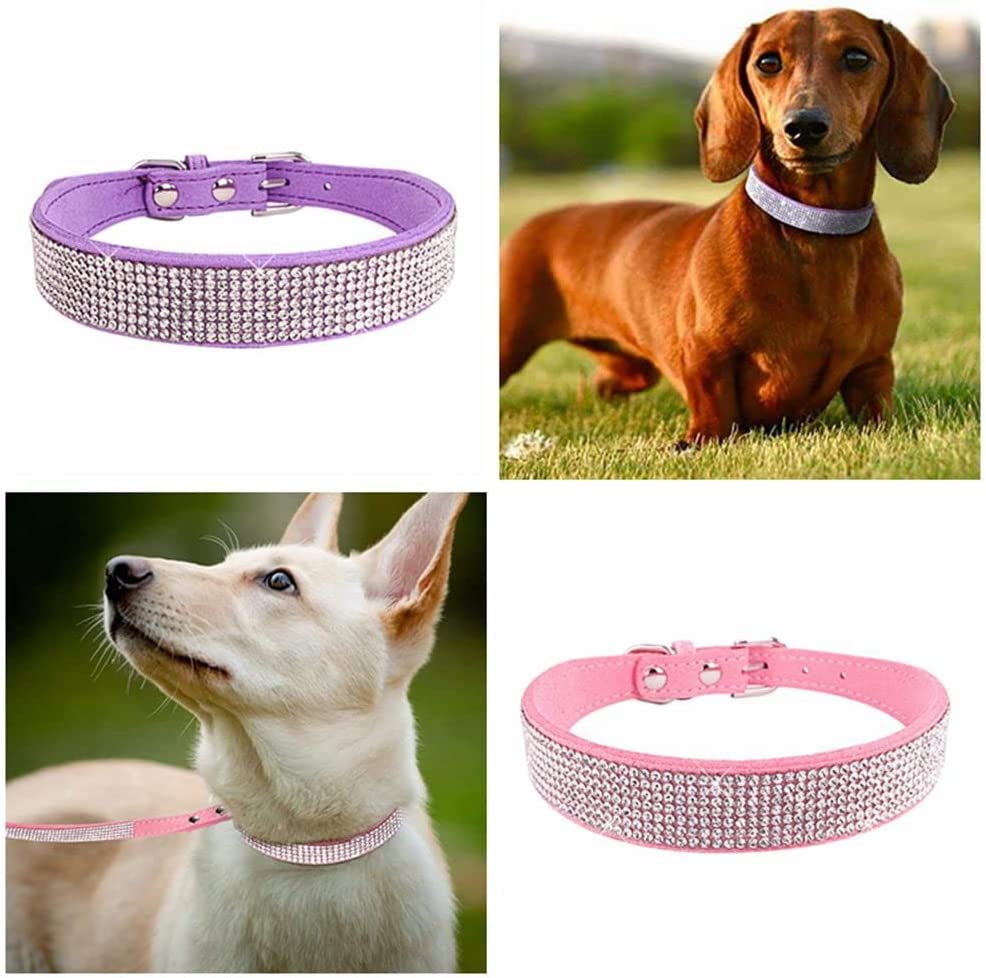 Foto 7 pulgar | Collar Para Perro, Correa De Gamuza Suave Y Deslumbrante Con Diamantes De Imitación - Venta Internacional.