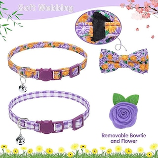 Foto 3 | Collares Para Gatos Huoguo Ajustables Breakaway, Paquete De 2 Unidades, Para Gatitos, Color Morado - Venta Internaciona