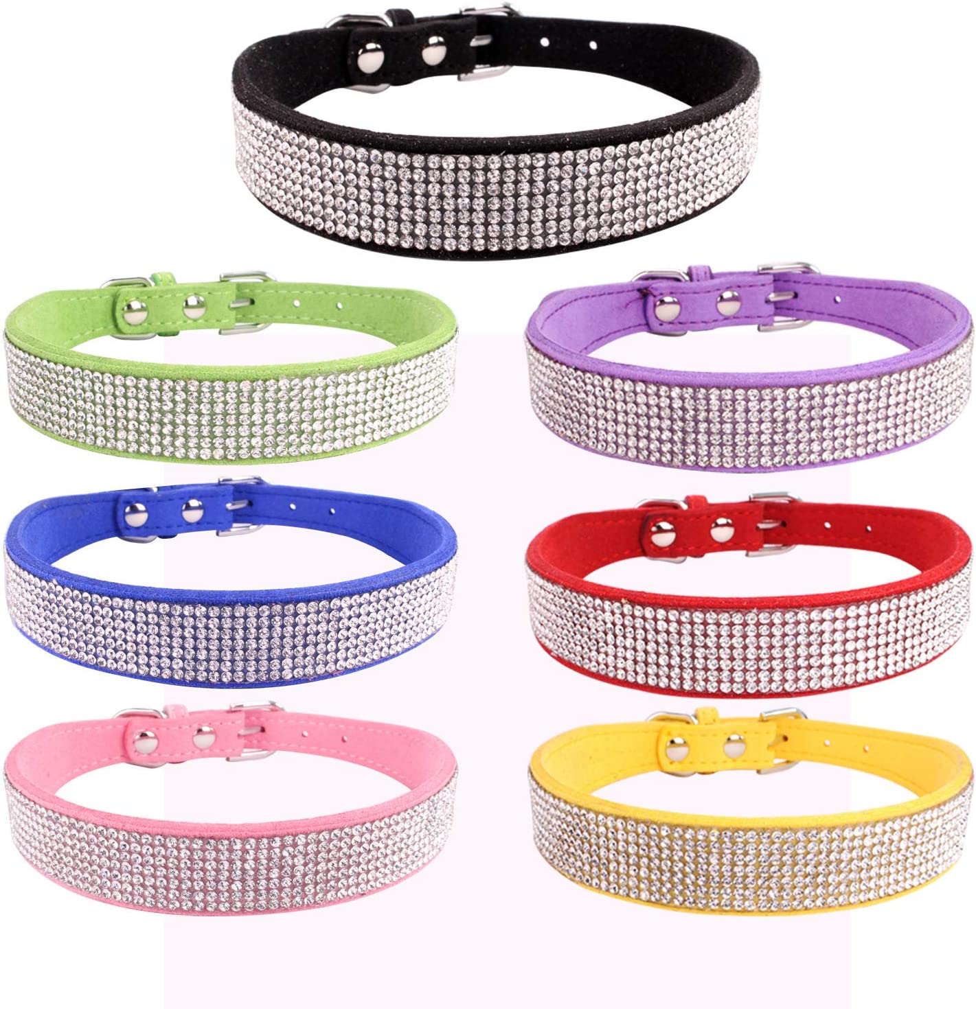 Foto 3 pulgar | Collar Para Perro, Correa De Gamuza Suave Y Deslumbrante Con Diamantes De Imitación - Venta Internacional.