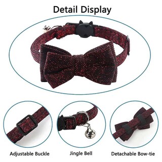 Foto 3 | Collar Para Gatos Breakaway Huoguo Con Pajarita Extraíble Y Campana - Venta Internacional.