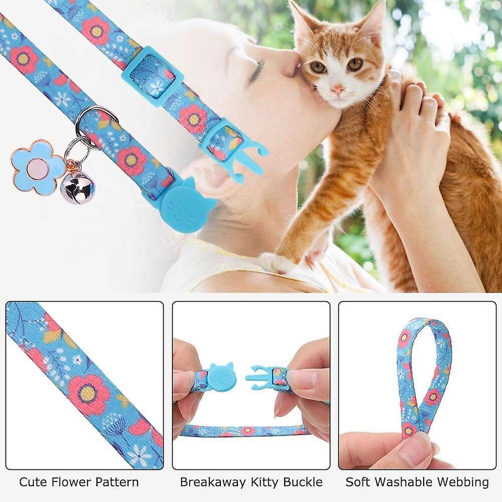 Foto 2 pulgar | Breakaway Collars, Paquete De 2 Unidades, Diseño Floral Con Forma De Gato Y Campana Huoguo - Venta Internacional.
