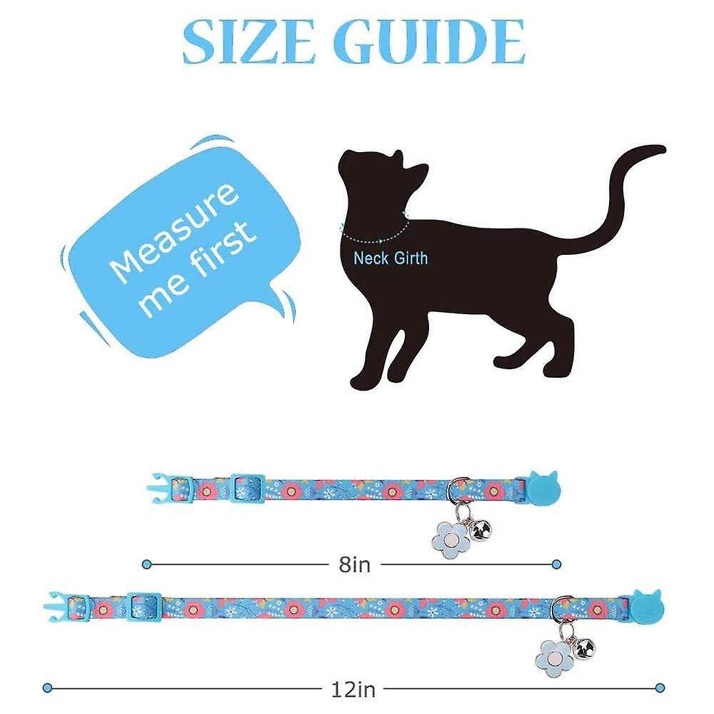Foto 3 pulgar | Breakaway Collars, Paquete De 2 Unidades, Diseño Floral Con Forma De Gato Y Campana Huoguo - Venta Internacional.