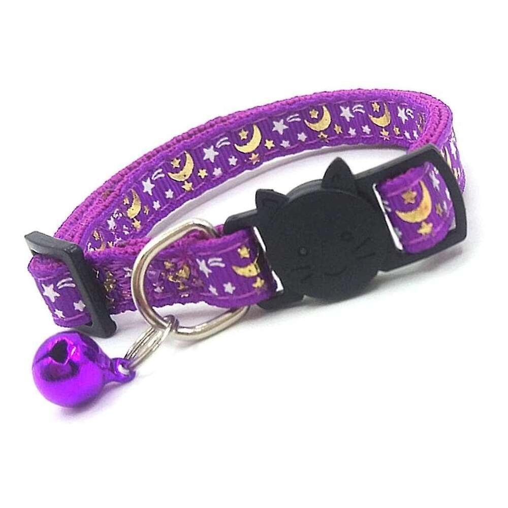 Foto 6 pulgar | Collar Para Gatos Huoguo Con Estampado De Estrellas Y Luna, Morado - Venta Internacional.