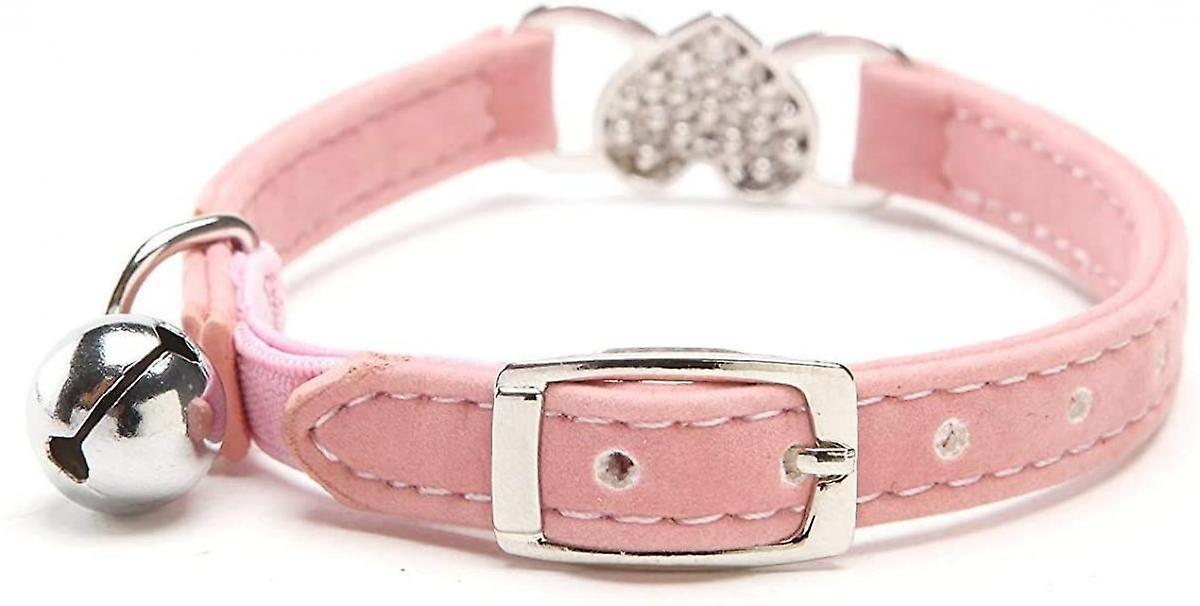 Foto 2 pulgar | Collar Huoguo, De Terciopelo Suave, Rosa, Seguro Para Gatos Con Corazón De Cristal - Venta Internacional.