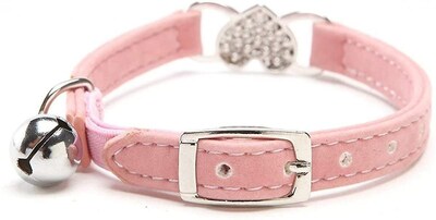 Foto 1 | Collar Huoguo, De Terciopelo Suave, Rosa, Seguro Para Gatos Con Corazón De Cristal - Venta Internacional.