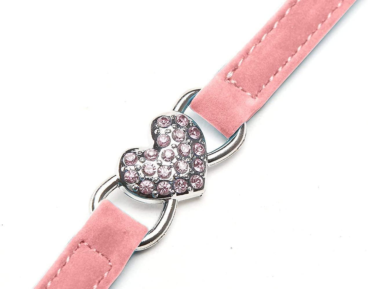 Foto 5 pulgar | Collar Huoguo, De Terciopelo Suave, Rosa, Seguro Para Gatos Con Corazón De Cristal - Venta Internacional.