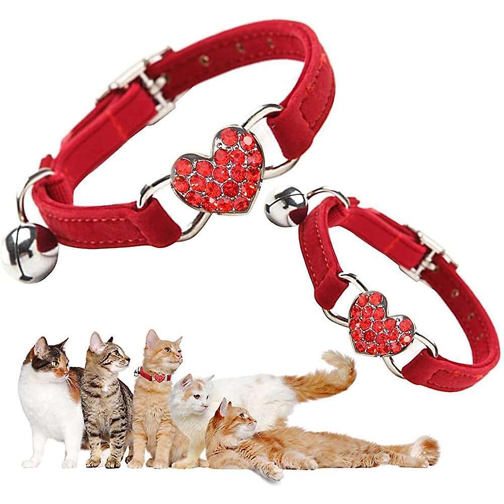 Foto 6 pulgar | Collar De Piel Con Pedrería Y Cascabeles Para Gatos - Venta Internacional.