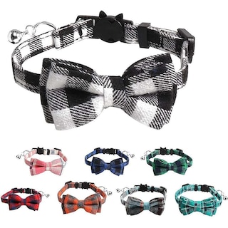 Foto 2 | Collar De Gato Breakaway Con Pajarita Y Campana, Diseño De Gatito A Cuadros - Venta Internacional.