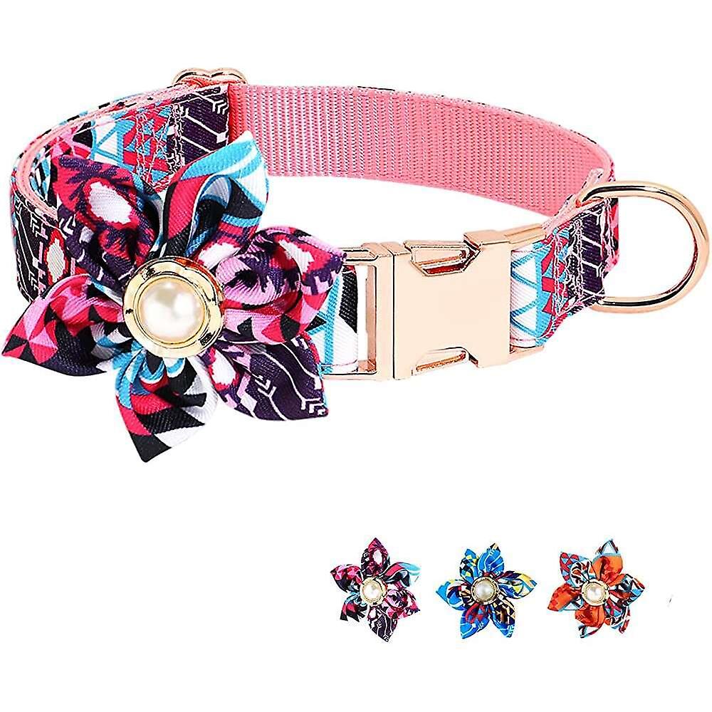 Foto 6 pulgar | Collar Para Perro Huoguo Flower Girl Con Flor Desmontable Rosa - Venta Internacional.