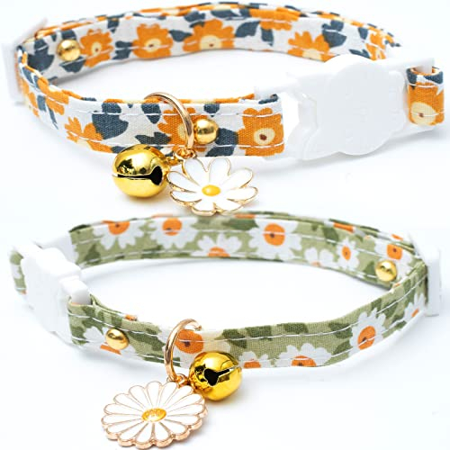 Collares Para Gatos Faygarsle Cotton Breakaway Con Campana, Paquete De 2, Color Verde  - Venta Internacional.