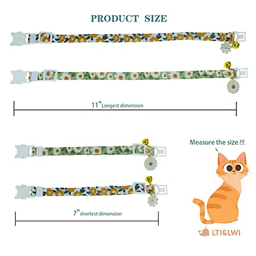 Foto 4 pulgar | Collares Para Gatos Faygarsle Cotton Breakaway Con Campana, Paquete De 2, Color Verde  - Venta Internacional.