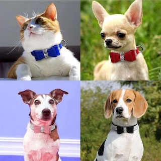 Foto 4 | Collar Para Mascotas Y Perros Con Forma De Lazo Ajustable Con Cristales Brillantes - Venta Internacional.