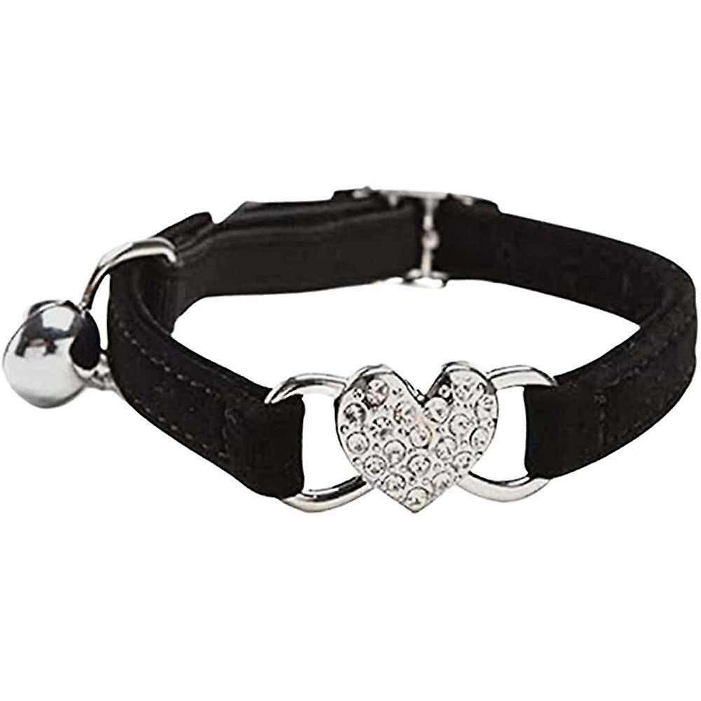 Foto 6 pulgar | Collar Para Gatos Huoguo Heart Con Cinturón De Seguridad Y Campana Negro - Venta Internacional.