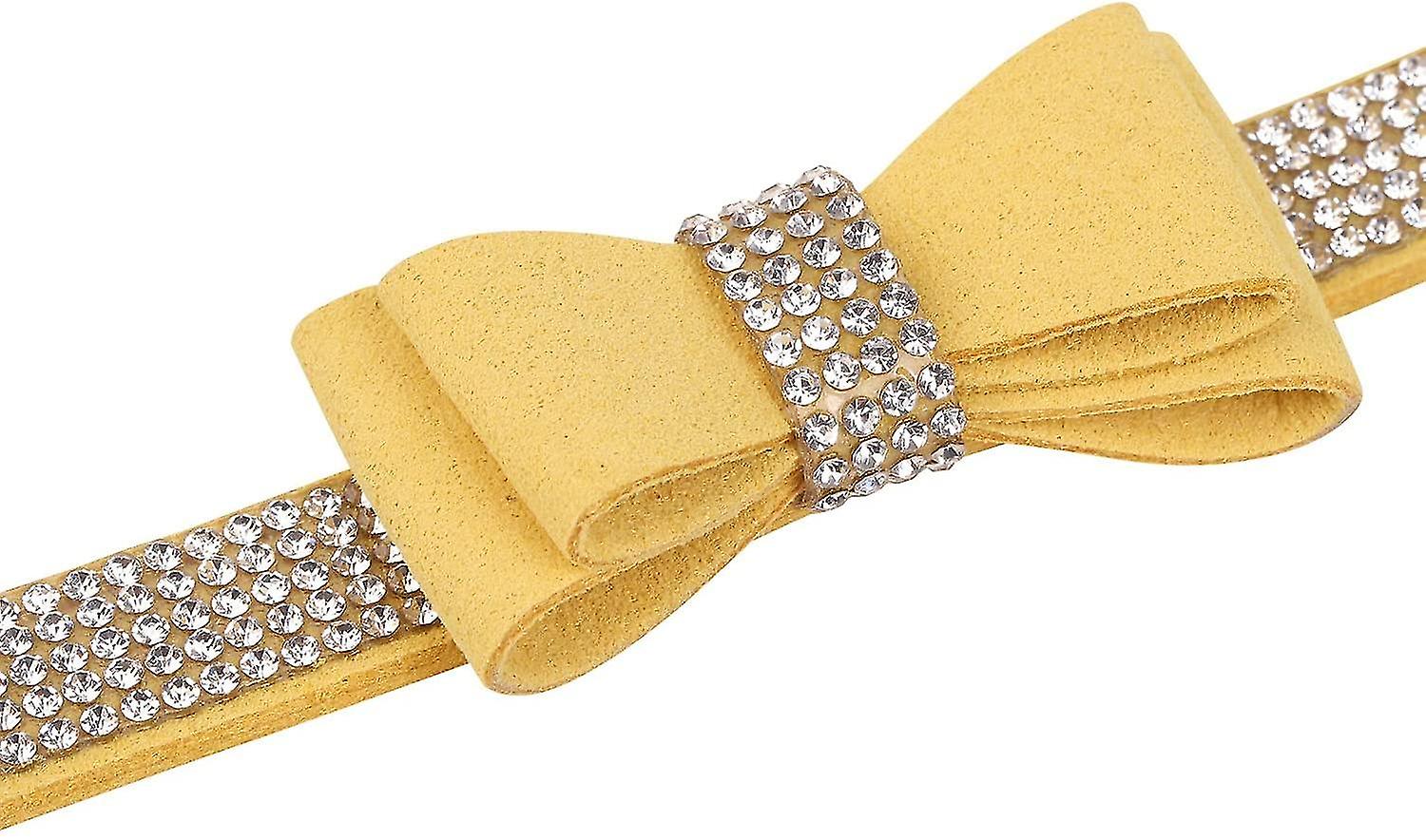 Foto 2 pulgar | Collar Para Perro De Cristal Con Pajarita Y Piel De Terciopelo Con Strass - Venta Internacional.