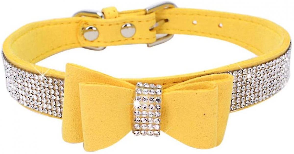 Foto 4 pulgar | Collar Para Perro De Cristal Con Pajarita Y Piel De Terciopelo Con Strass - Venta Internacional.