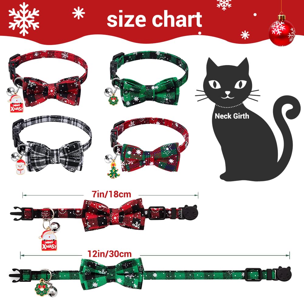 Foto 4 pulgar | Collares Navideños Para Gatos, Vellibring, Paquete De 4, Ajustables Con Pajarita - Venta Internacional.