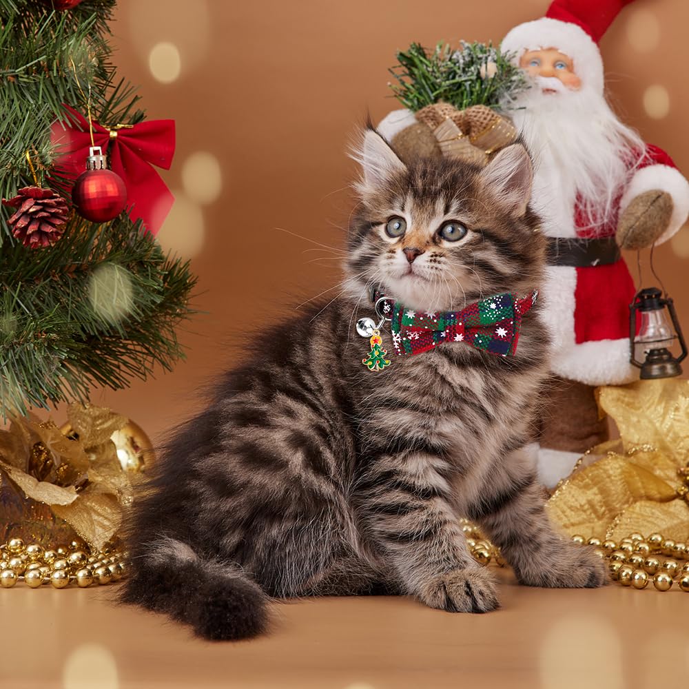Foto 6 pulgar | Collares Navideños Para Gatos, Vellibring, Paquete De 4, Ajustables Con Pajarita - Venta Internacional.