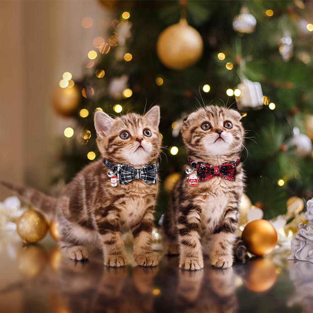 Foto 7 pulgar | Collares Navideños Para Gatos, Vellibring, Paquete De 4, Ajustables Con Pajarita - Venta Internacional.