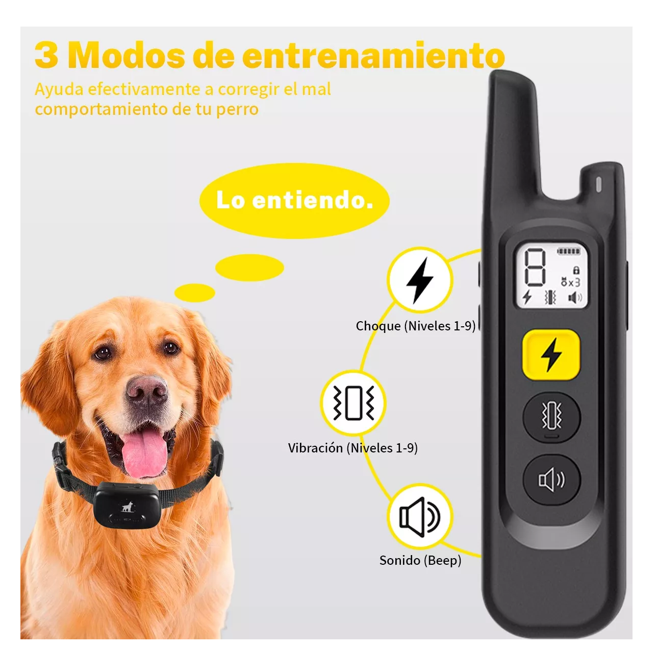 Foto 3 pulgar | Collar Eléctrico para De Adiestramiento Perros Negro