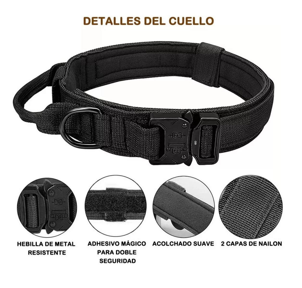 Foto 3 pulgar | Collar Táctico De Perro Hebilla Metálica Ajustable Eo Safe Imports Esi-12850-1 Negro
