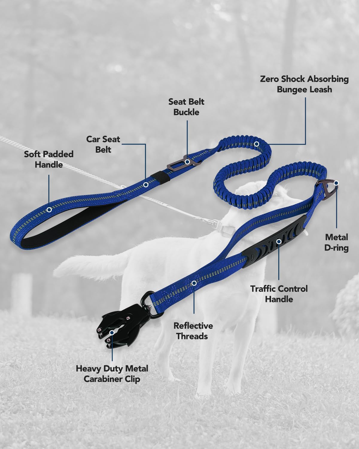 Foto 8 pulgar | Correa Táctica Para Perros Joytale, Resistente, Absorbe Los Golpes, Azul Marino - Venta Internacional.