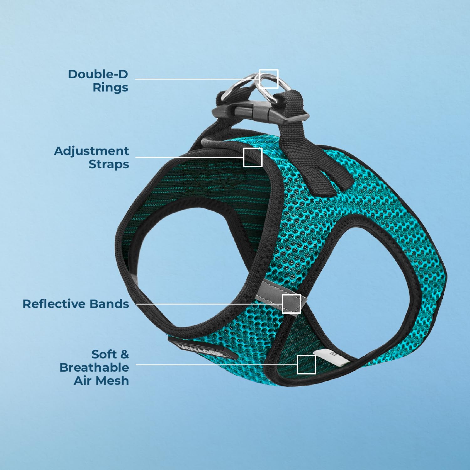 Foto 4 pulgar | Harness Best Pet Supplies, Malla Reflectante, Turquesa, 2 Tonos, Talla L - Venta Internacional.