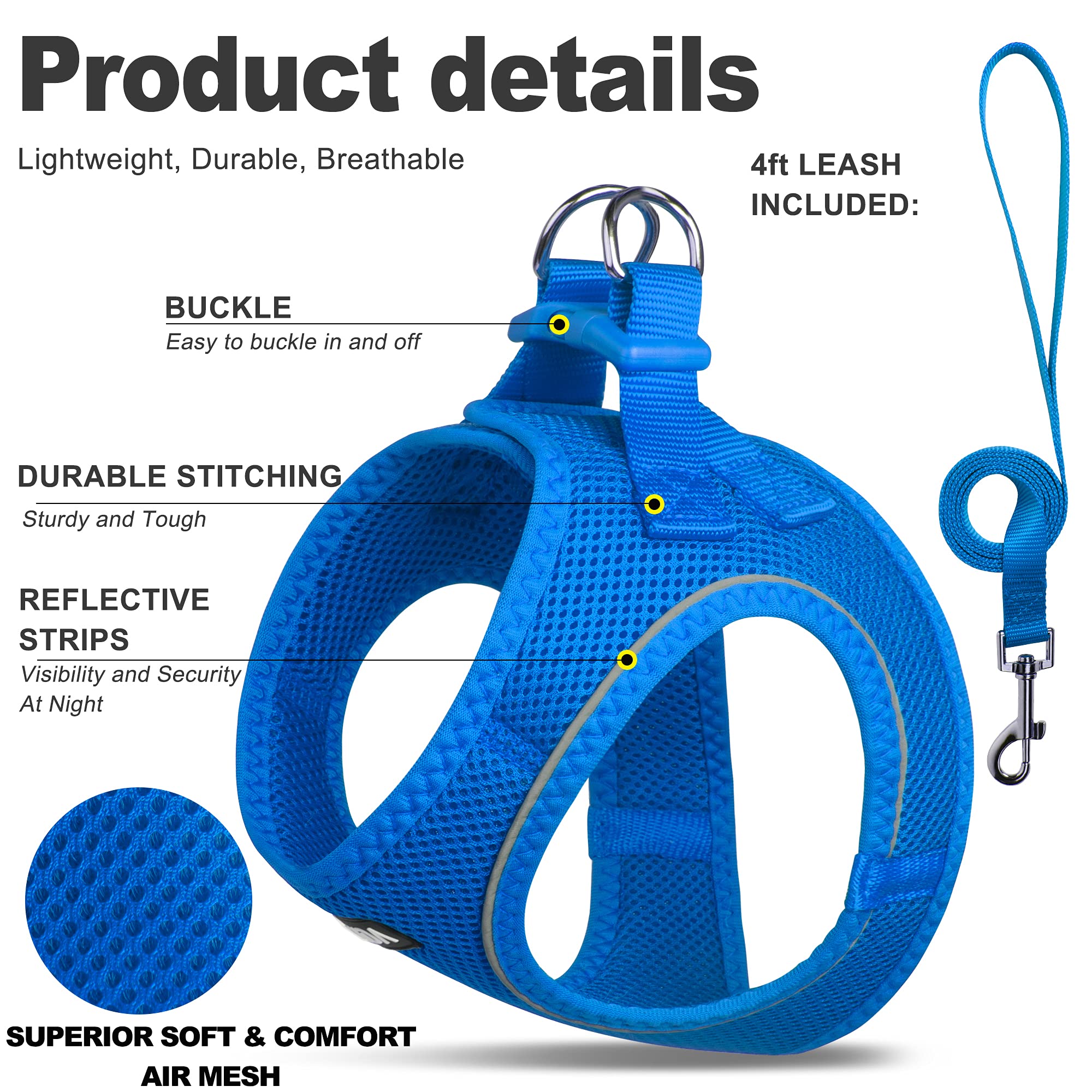 Foto 3 pulgar | Set De Arnés Y Correa Fida Para Pasear Perros Y Gatos, Color Azul Xxxs - Venta Internacional.
