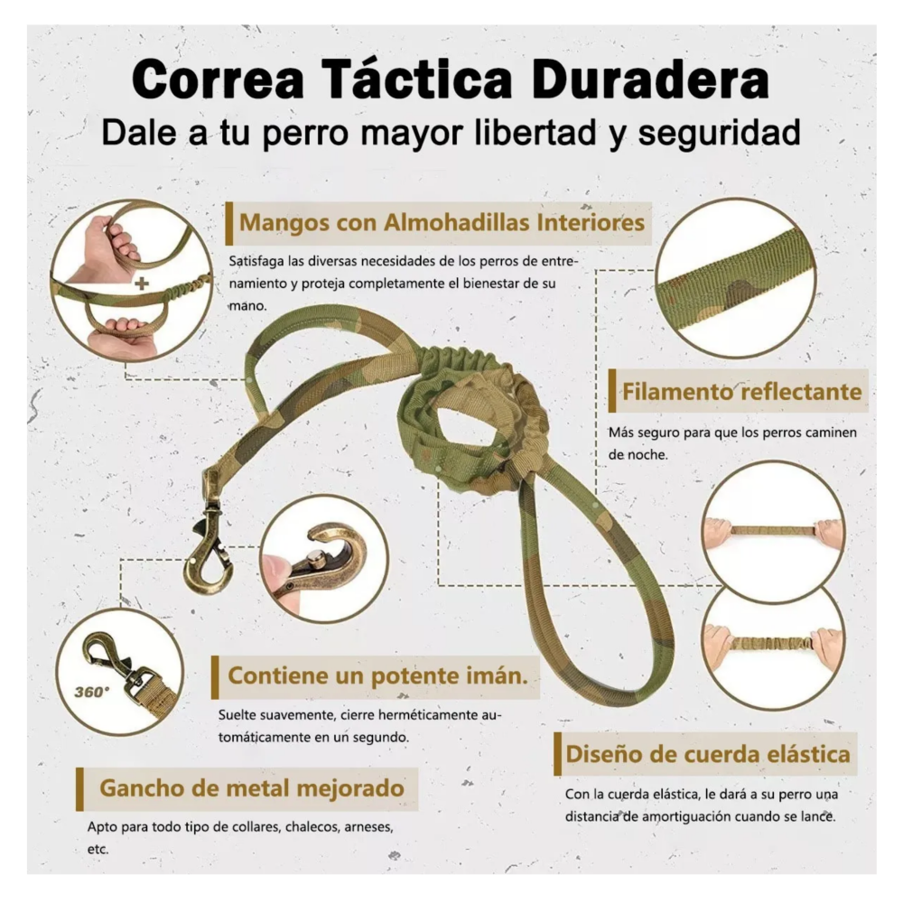 Foto 3 pulgar | Collar Y Cuerda Para Perros M/ Lab.g,  Camuflaje